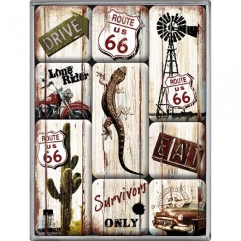 Набор из 9 магнитов Nostalgic Art "Route 66 Desert Survivors" (83049)